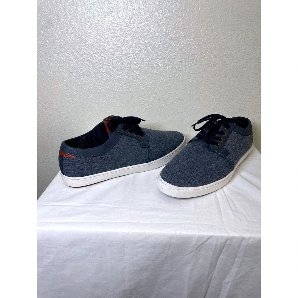 ALDO Mens 10 Lace Up Sneakers Blue Chambray Low‎ Top Casual Shoes Excellent